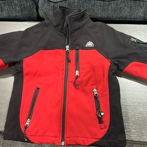 Size XS (6-7) good used condition jacket. Red and black
